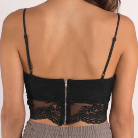 TOBI Lauren Lace Cropped Top Mauve Pink / Purple V-Neck Scalloped Hem Crop Top M - Picture 3 of 16